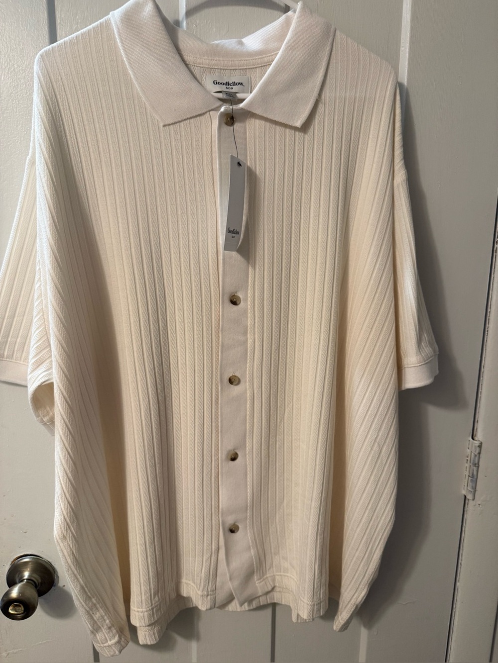 Goodfellow & Co Cream Textured Button-Up Polo – Men’s XXL